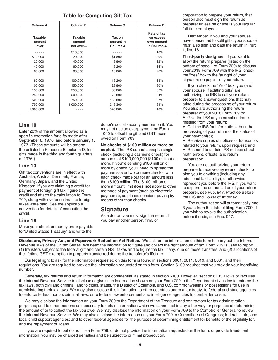 Instructions for IRS Form 709 United States Gift (And Generation-Skipping Transfer) Tax Return, Page 19