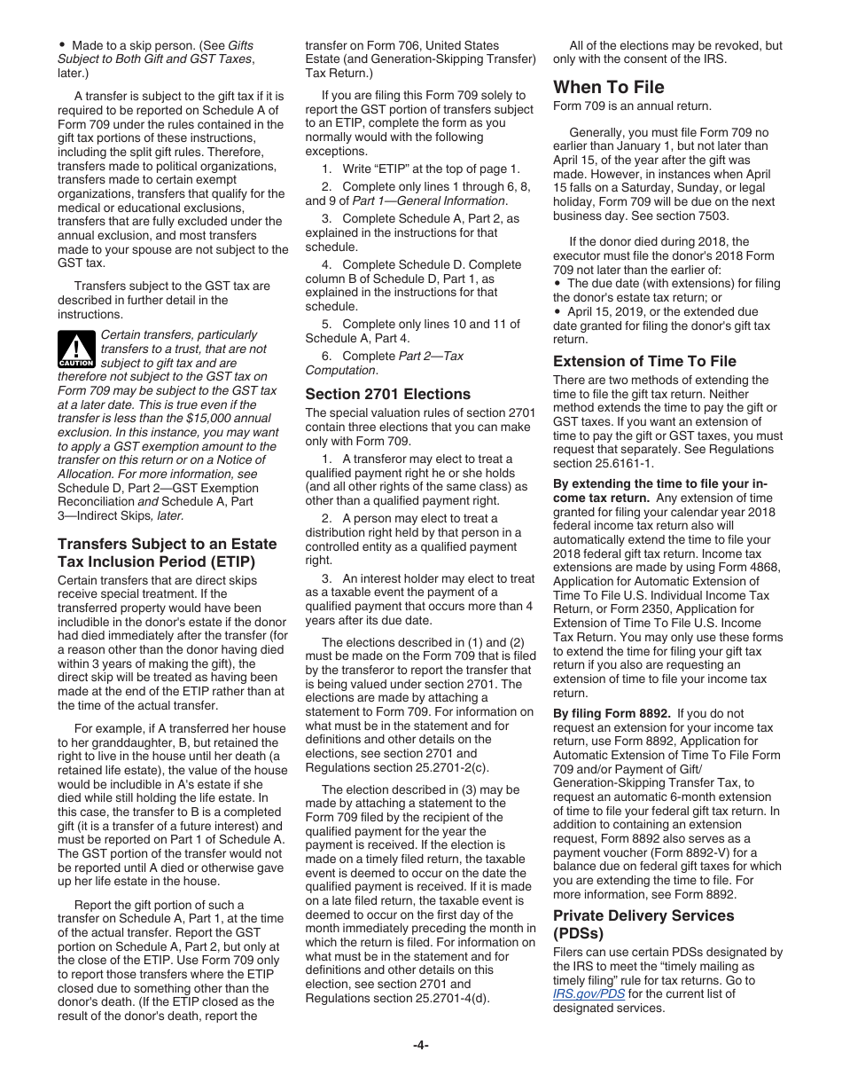 Instructions for IRS Form 709 United States Gift (And Generation-Skipping Transfer) Tax Return, Page 4