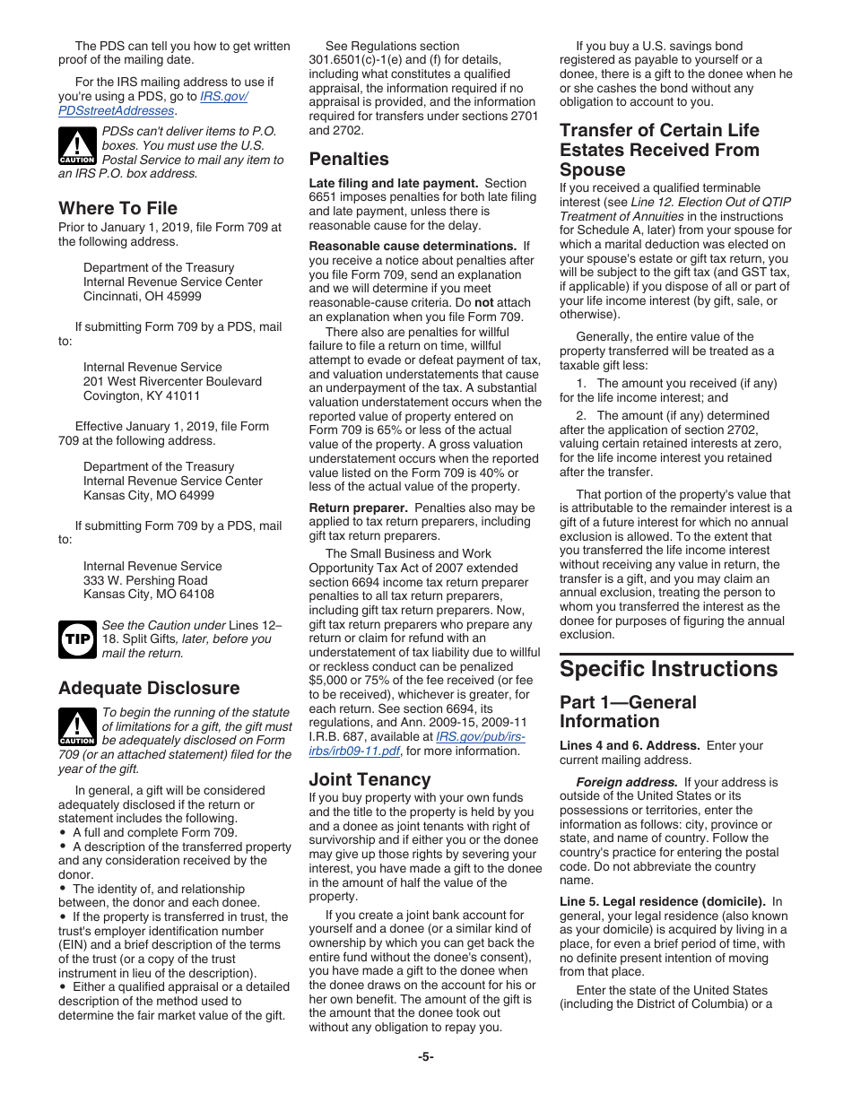 Instructions for IRS Form 709 United States Gift (And Generation-Skipping Transfer) Tax Return, Page 5