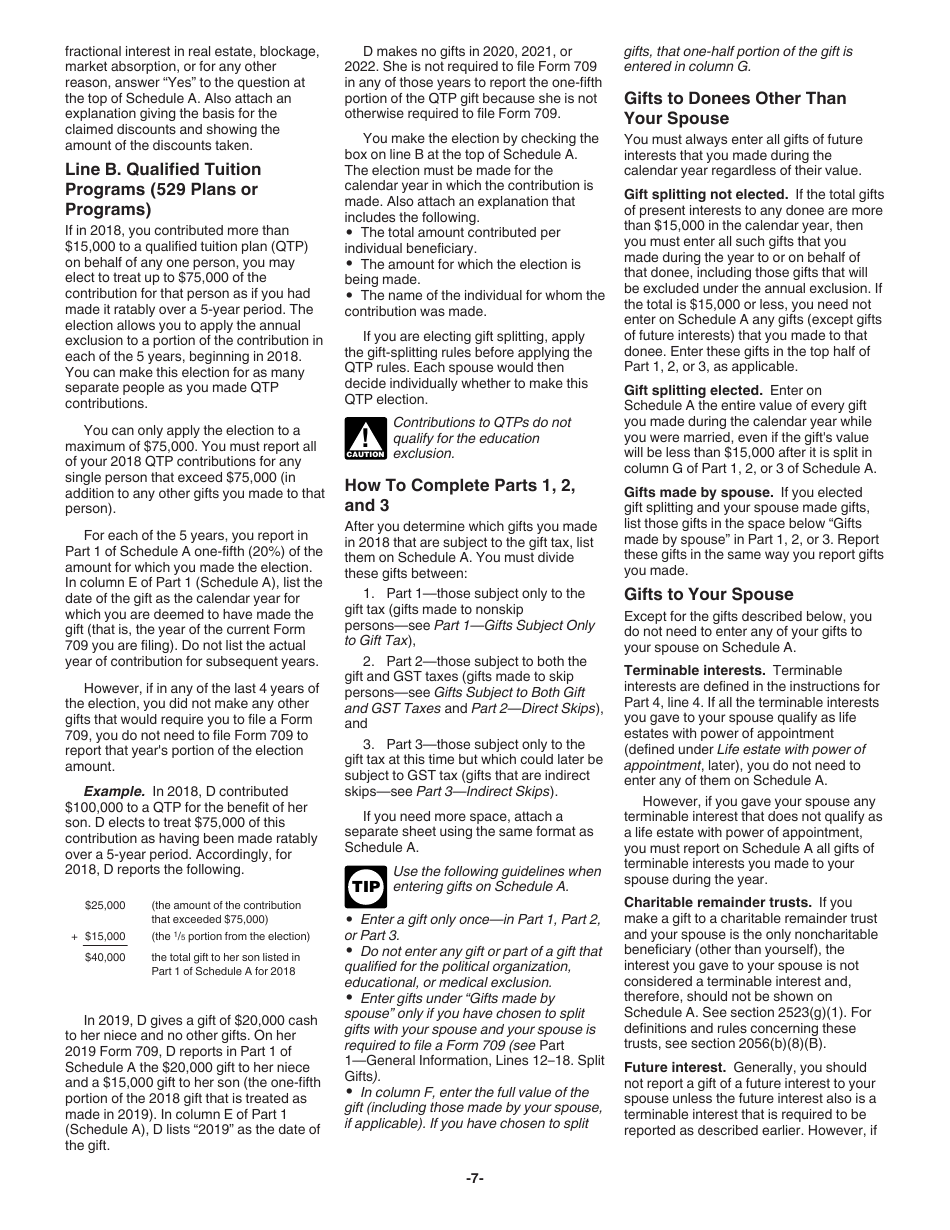 Instructions for IRS Form 709 United States Gift (And Generation-Skipping Transfer) Tax Return, Page 7