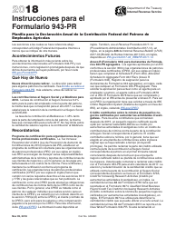 Instrucciones para IRS Formulario 943-PR Planilla Para La Declaracion Anual De La Contribucion Federal Del Patrono De Empleados Agricolas (Puerto Rican Spanish)