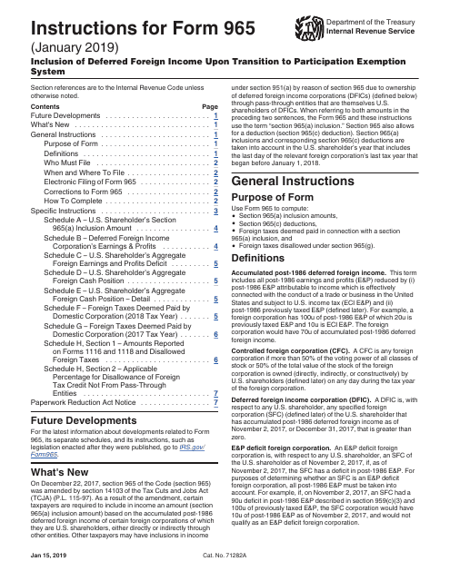 IRS Form 965  Printable Pdf