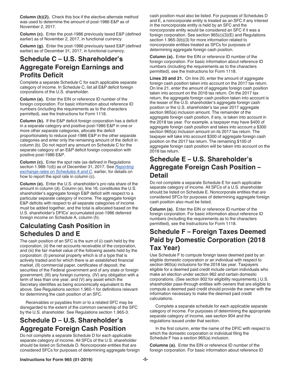 Instructions for IRS Form 965 Inclusion of Deferred Foreign Income Upon Transition to Participation Exemption System, Page 5