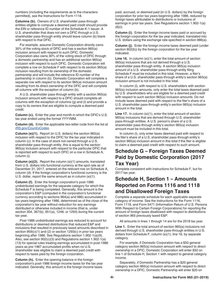 Instructions for IRS Form 965 Inclusion of Deferred Foreign Income Upon Transition to Participation Exemption System, Page 6