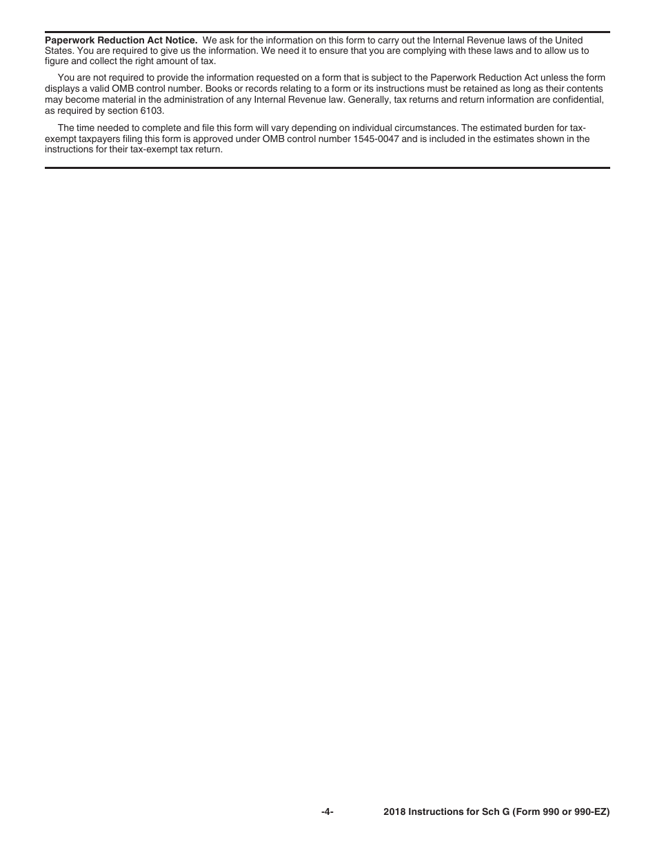 Instructions for IRS Form 990, 990-EZ Schedule G Supplemental Information Regarding Fundraising or Gaming Activities, Page 4