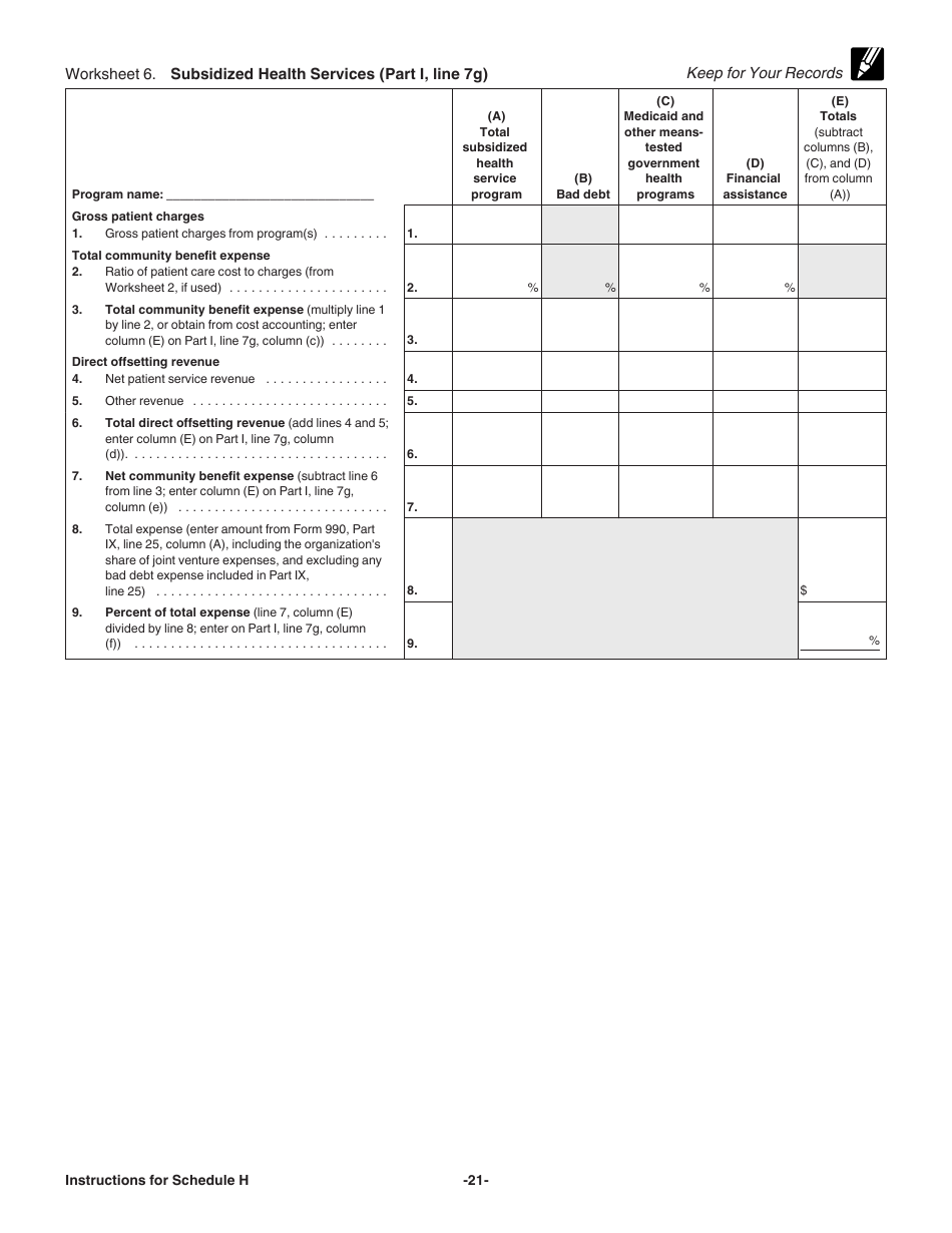 Download Instructions for IRS Form 990 Schedule H Return of