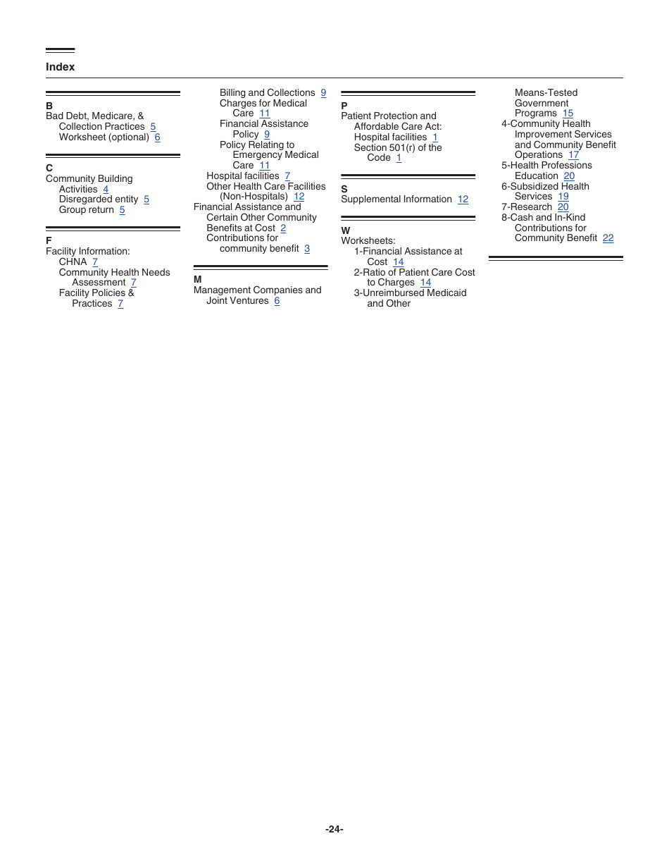 Instructions for IRS Form 990 Schedule H Return of Organization Exempt From Income Tax for Hospitals, Page 24