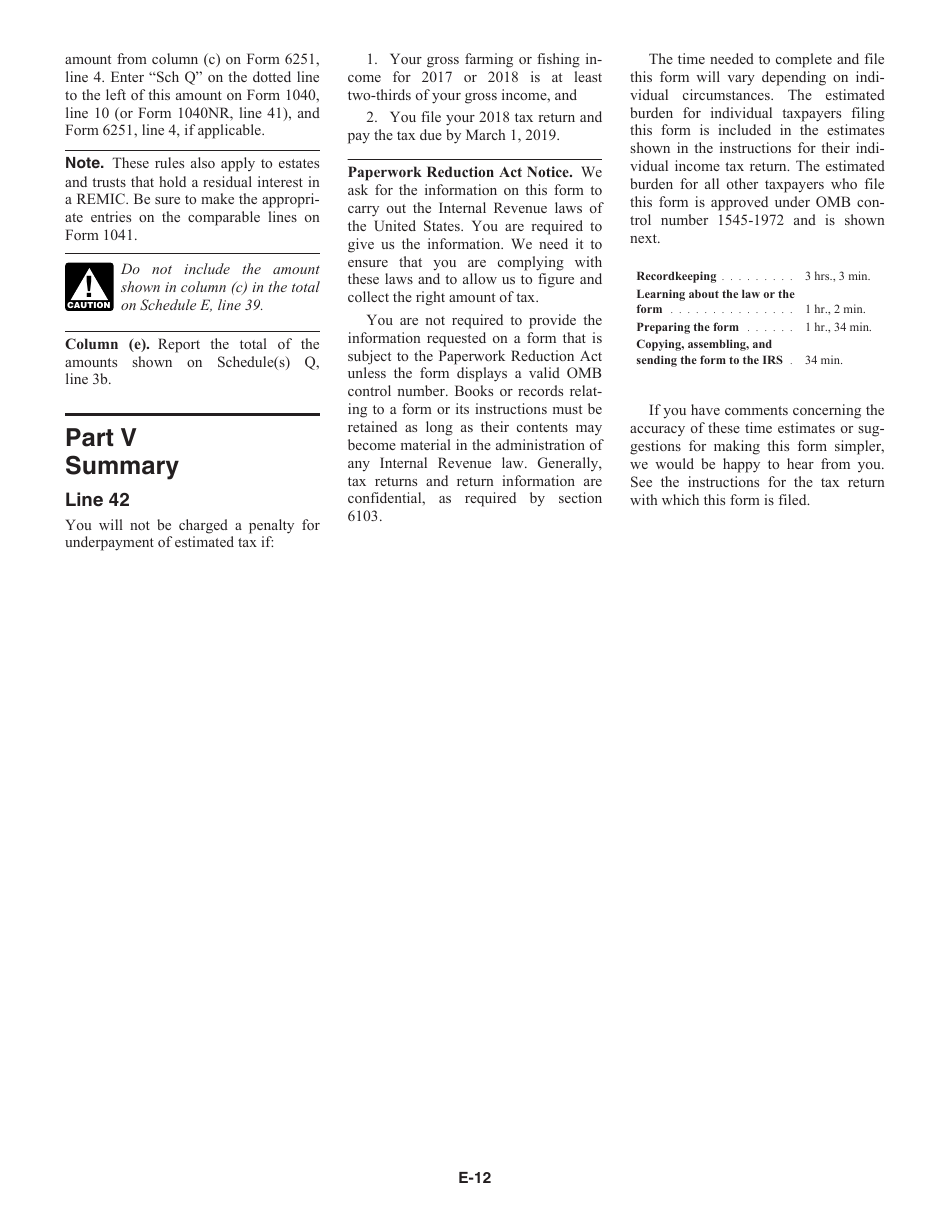 Instructions for IRS Form 1040 Schedule E Supplemental Income and Loss, Page 12