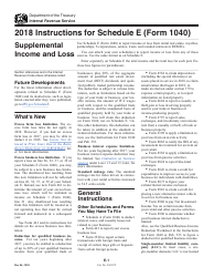 Instructions for IRS Form 1040 Schedule E Supplemental Income and Loss