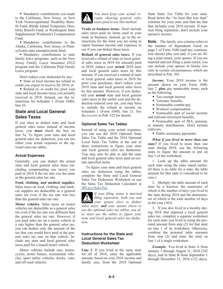 Instructions for IRS Form 1040 Schedule A Itemized Deductions, Page 4