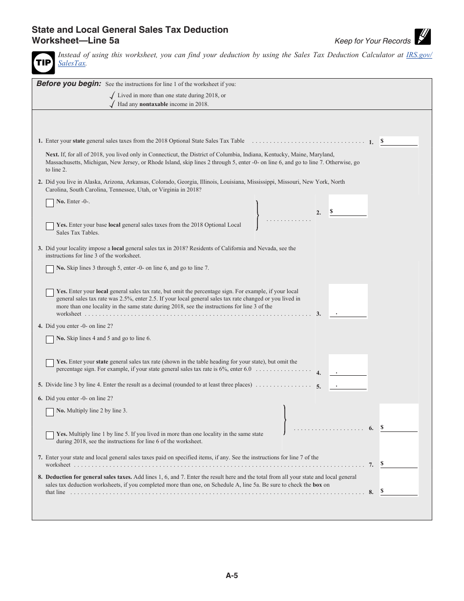 Instructions for IRS Form 1040 Schedule A Itemized Deductions, Page 5