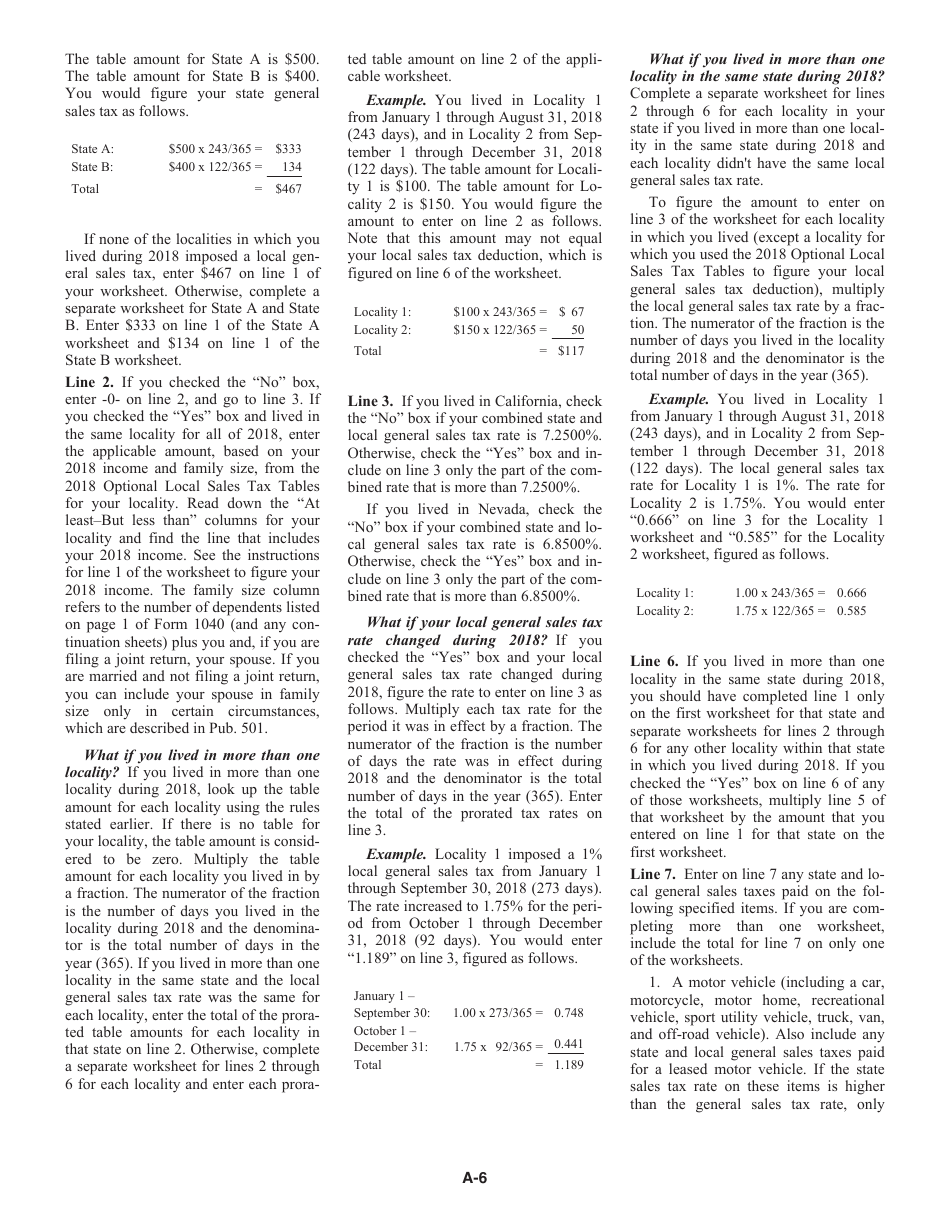 Instructions for IRS Form 1040 Schedule A Itemized Deductions, Page 6