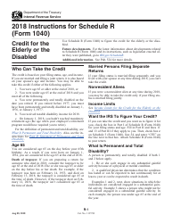 Instructions for IRS Form 1040 Schedule R Credit for the Elderly or the Disabled