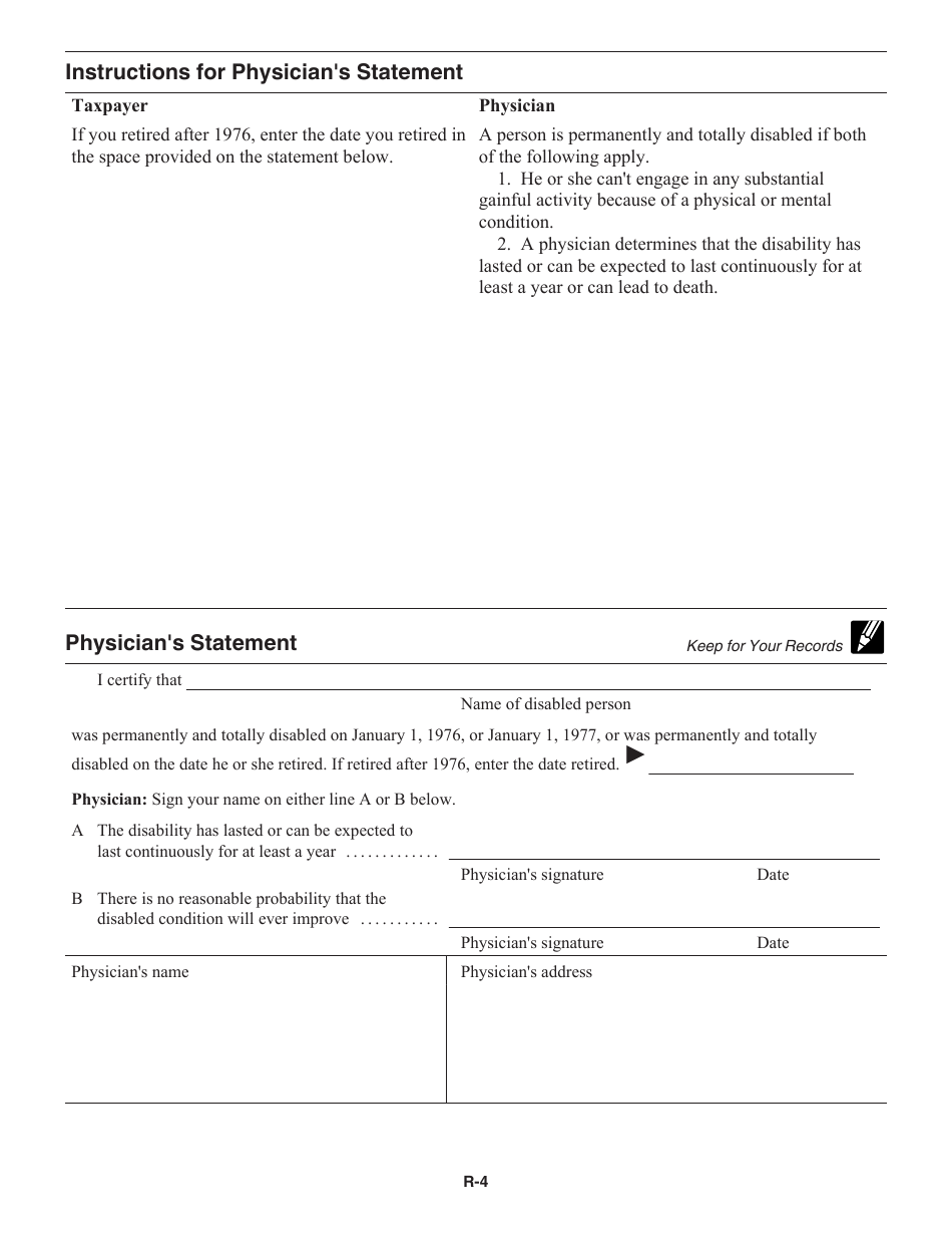 Instructions for IRS Form 1040 Schedule R Credit for the Elderly or the Disabled, Page 4