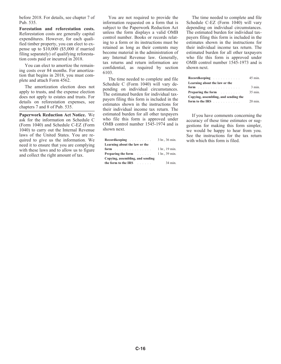 Instructions for IRS Form 1040 Schedule C Profit or Loss From Business (Sole Proprietorship), Page 16