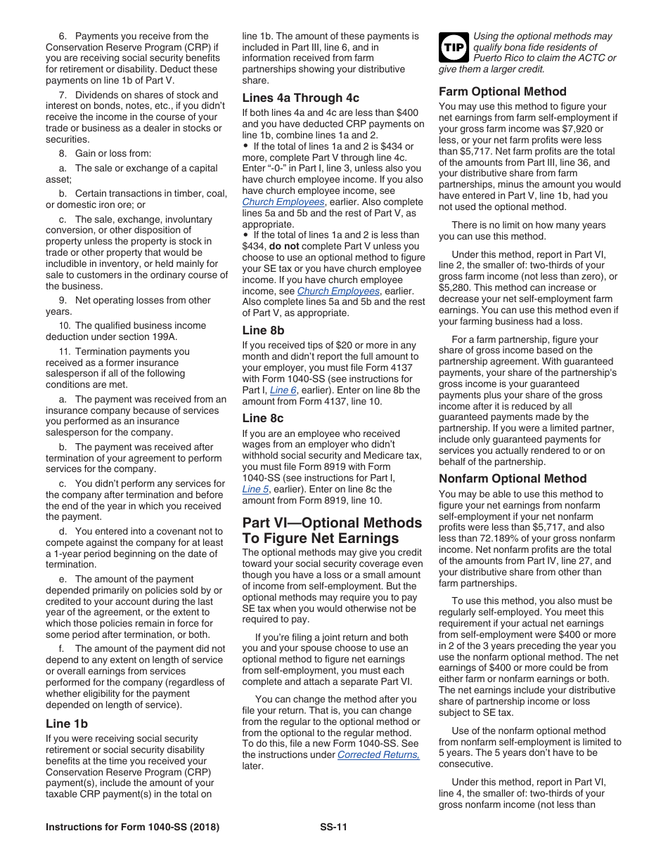 Instructions for IRS Form 1040-SS U.S. Self-employment Tax Return (Including the Additional Child Tax Credit for Bona Fide Residents of Puerto Rico), Page 11