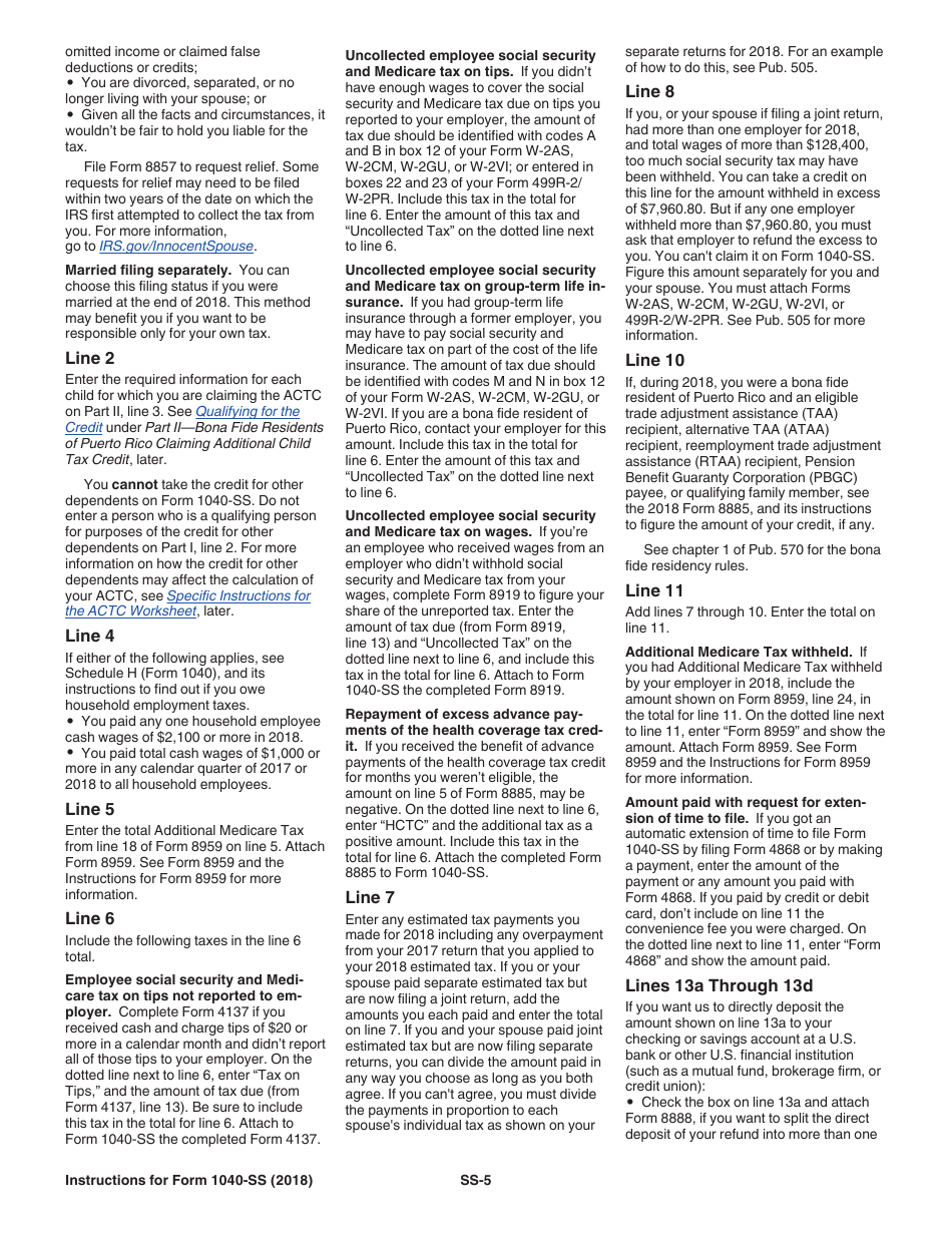 Instructions for IRS Form 1040-SS U.S. Self-employment Tax Return (Including the Additional Child Tax Credit for Bona Fide Residents of Puerto Rico), Page 5