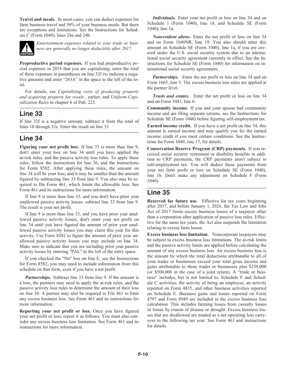 Instructions for IRS Form 1040 Schedule F Profit or Loss From Farming, Page 10