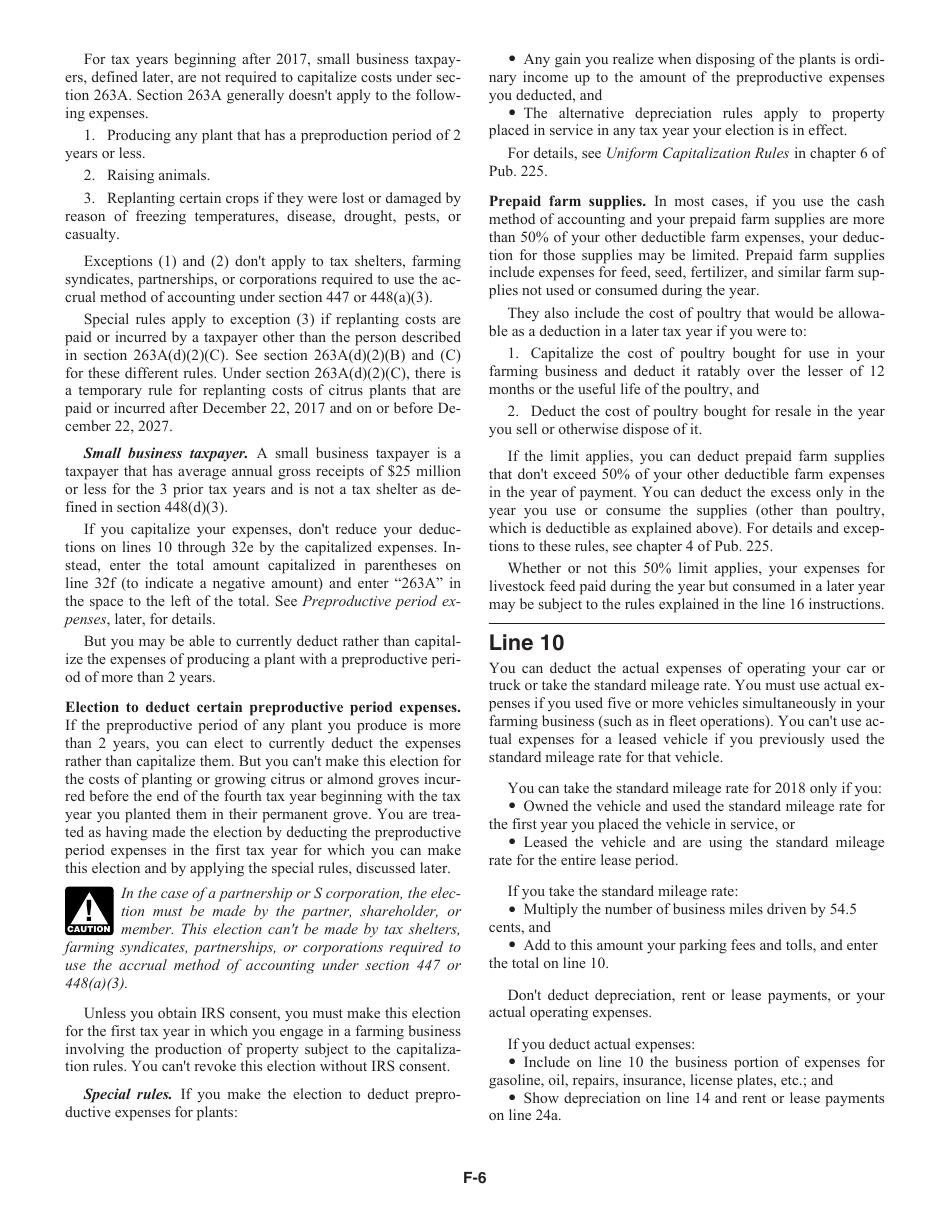 Instructions for IRS Form 1040 Schedule F Profit or Loss From Farming, Page 6