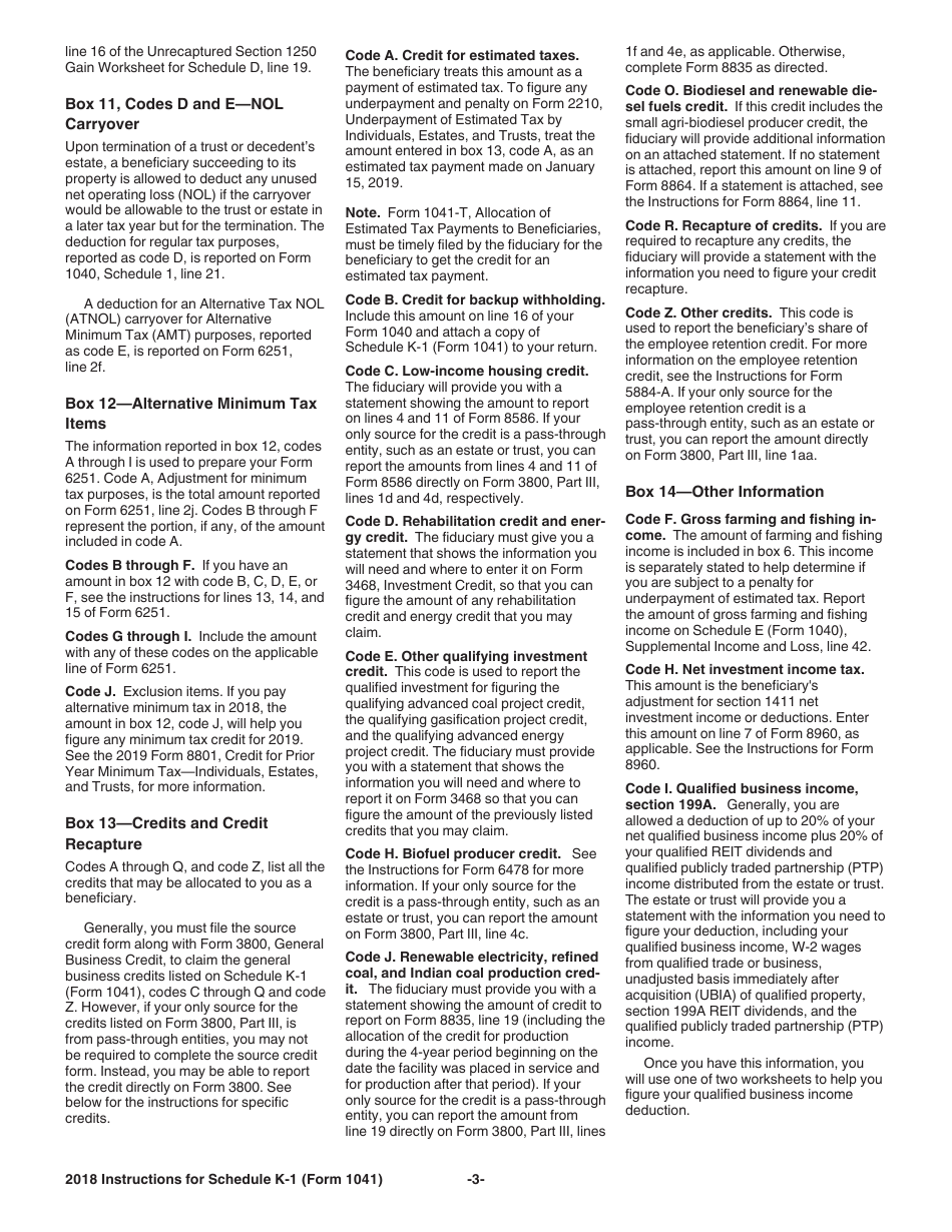Instructions for IRS Form 1041 Schedule K-1 Beneficiary Filing IRS Form 1040, Page 3