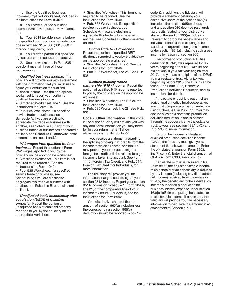 Instructions for IRS Form 1041 Schedule K-1 Beneficiary Filing IRS Form 1040, Page 4