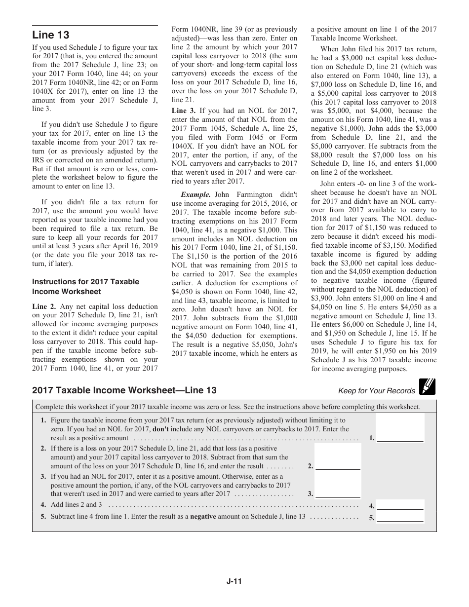 Instructions for IRS Form 1040 Schedule J Income Averaging for Farmers and Fishermen, Page 11