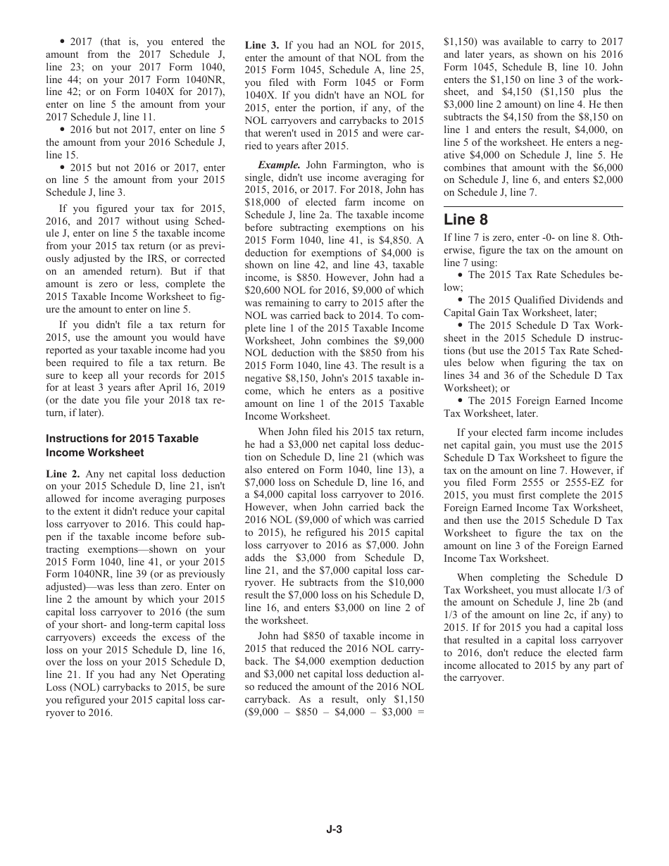 Instructions for IRS Form 1040 Schedule J Income Averaging for Farmers and Fishermen, Page 3