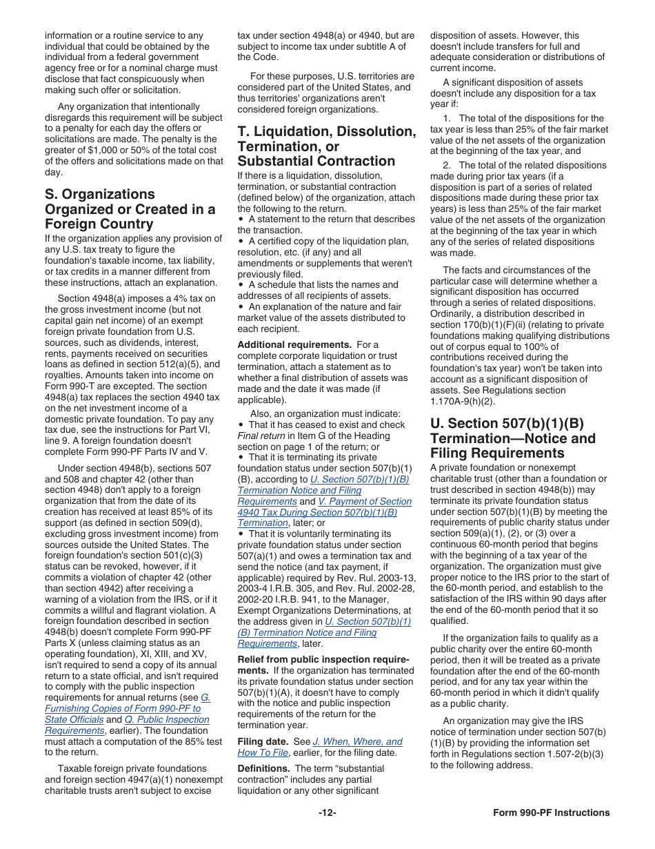 Instructions for IRS Form 990-PF Return of Private Foundation or Section 4947(A)(1) Nonexempt Charitable Trust Treated as a Private Foundation, Page 12