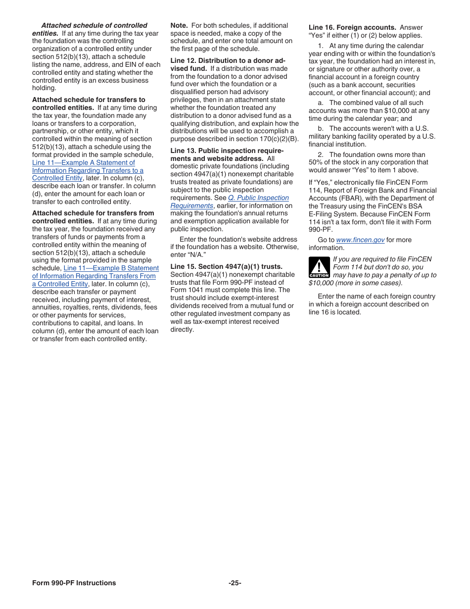 Instructions for IRS Form 990-PF Return of Private Foundation or Section 4947(A)(1) Nonexempt Charitable Trust Treated as a Private Foundation, Page 25