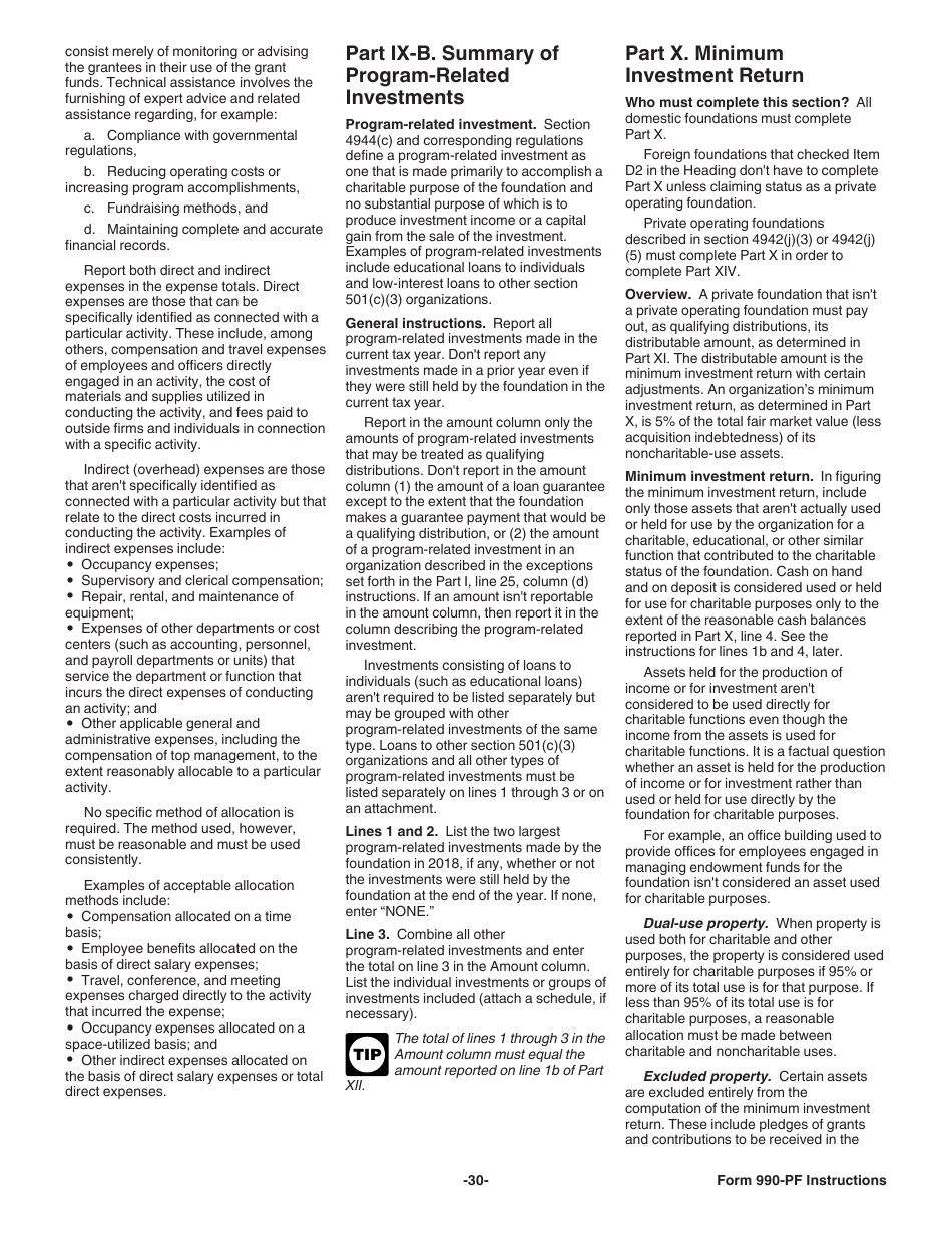 Instructions for IRS Form 990-PF Return of Private Foundation or Section 4947(A)(1) Nonexempt Charitable Trust Treated as a Private Foundation, Page 30