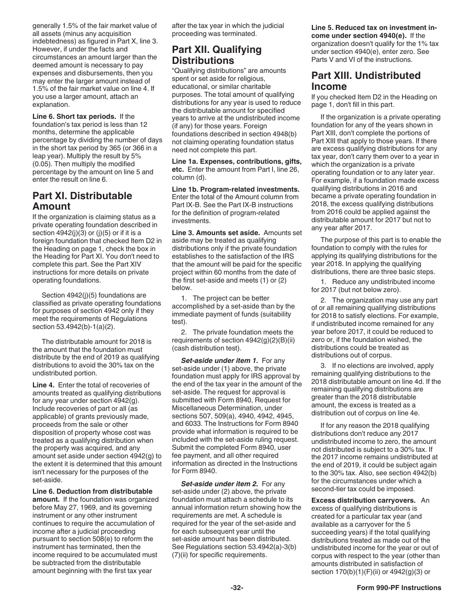 Instructions for IRS Form 990-PF Return of Private Foundation or Section 4947(A)(1) Nonexempt Charitable Trust Treated as a Private Foundation, Page 32