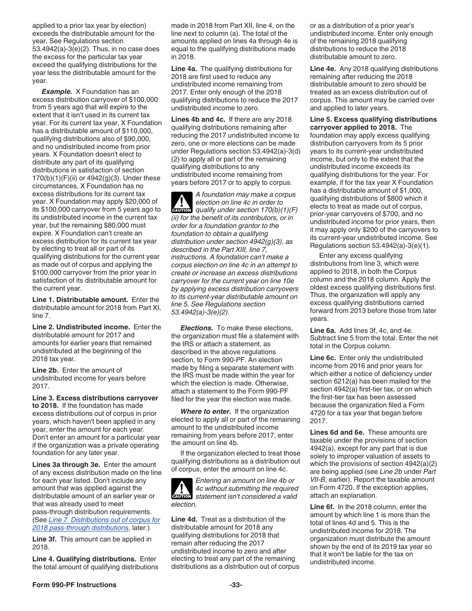 Instructions for IRS Form 990-PF Return of Private Foundation or Section 4947(A)(1) Nonexempt Charitable Trust Treated as a Private Foundation, Page 33