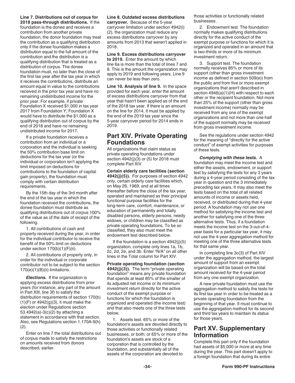 Instructions for IRS Form 990-PF Return of Private Foundation or Section 4947(A)(1) Nonexempt Charitable Trust Treated as a Private Foundation, Page 34