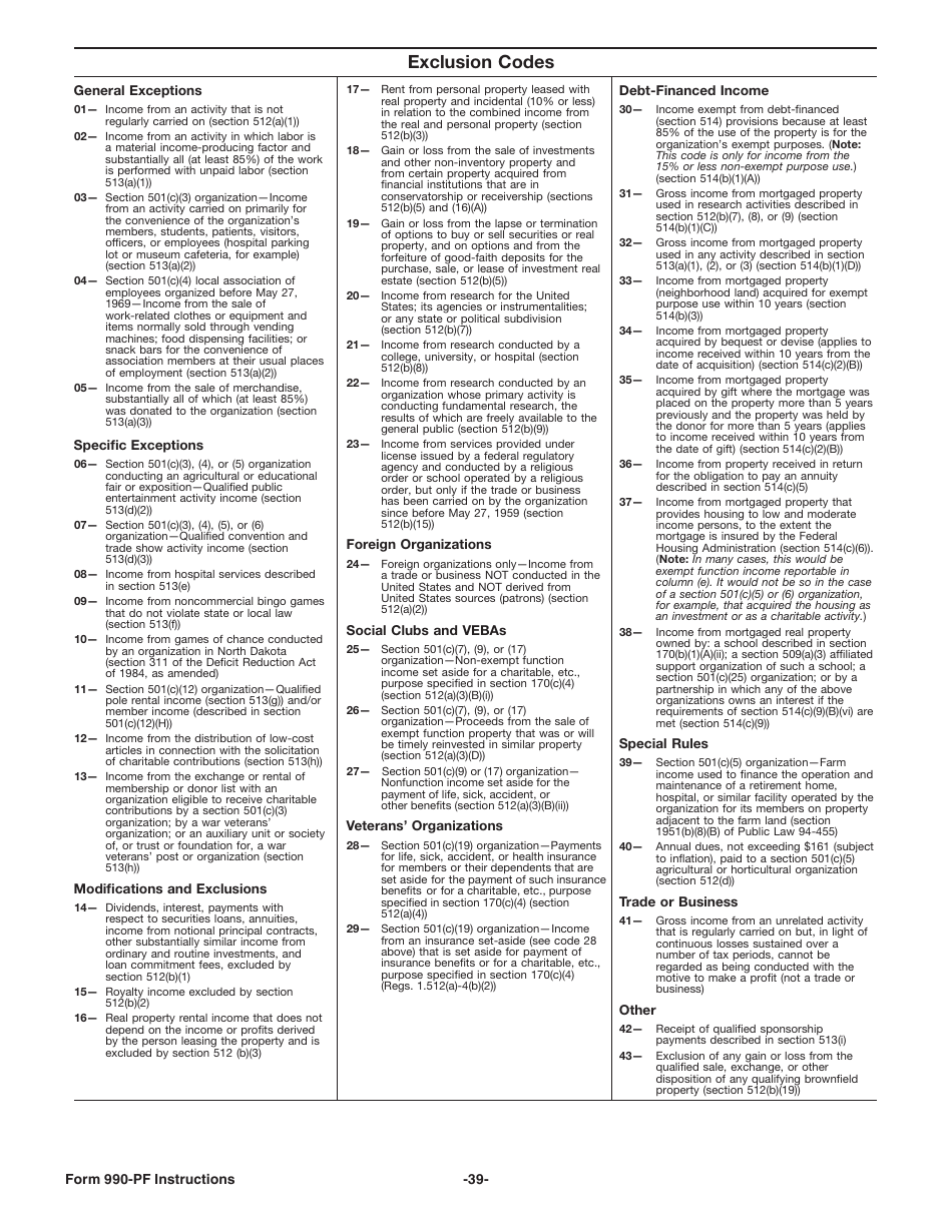 Instructions for IRS Form 990-PF Return of Private Foundation or Section 4947(A)(1) Nonexempt Charitable Trust Treated as a Private Foundation, Page 39
