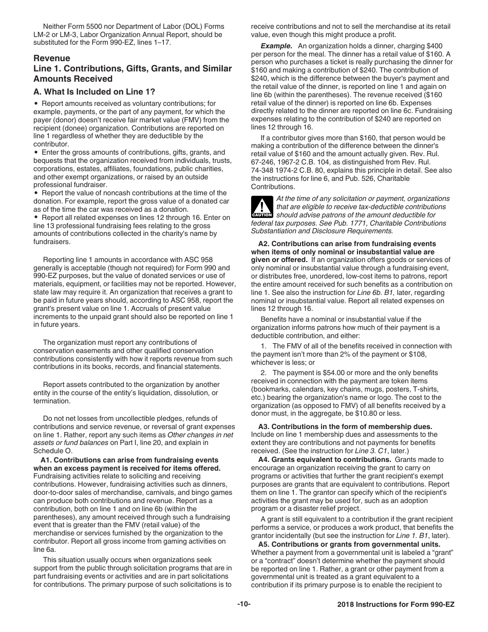 Instructions for IRS Form 990-EZ Short Form Return of Organization Exempt From Income Tax, Page 10