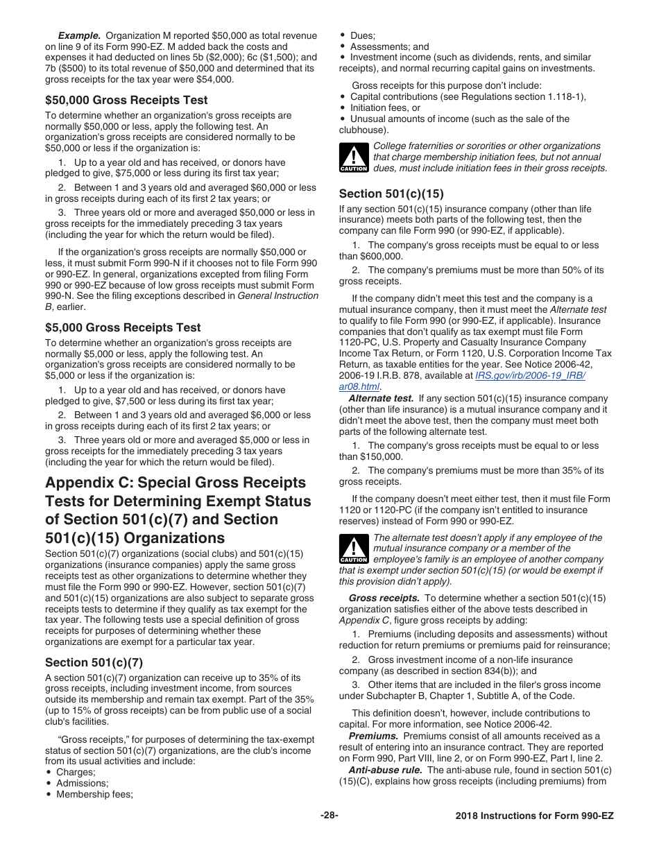 Instructions for IRS Form 990-EZ Short Form Return of Organization Exempt From Income Tax, Page 28