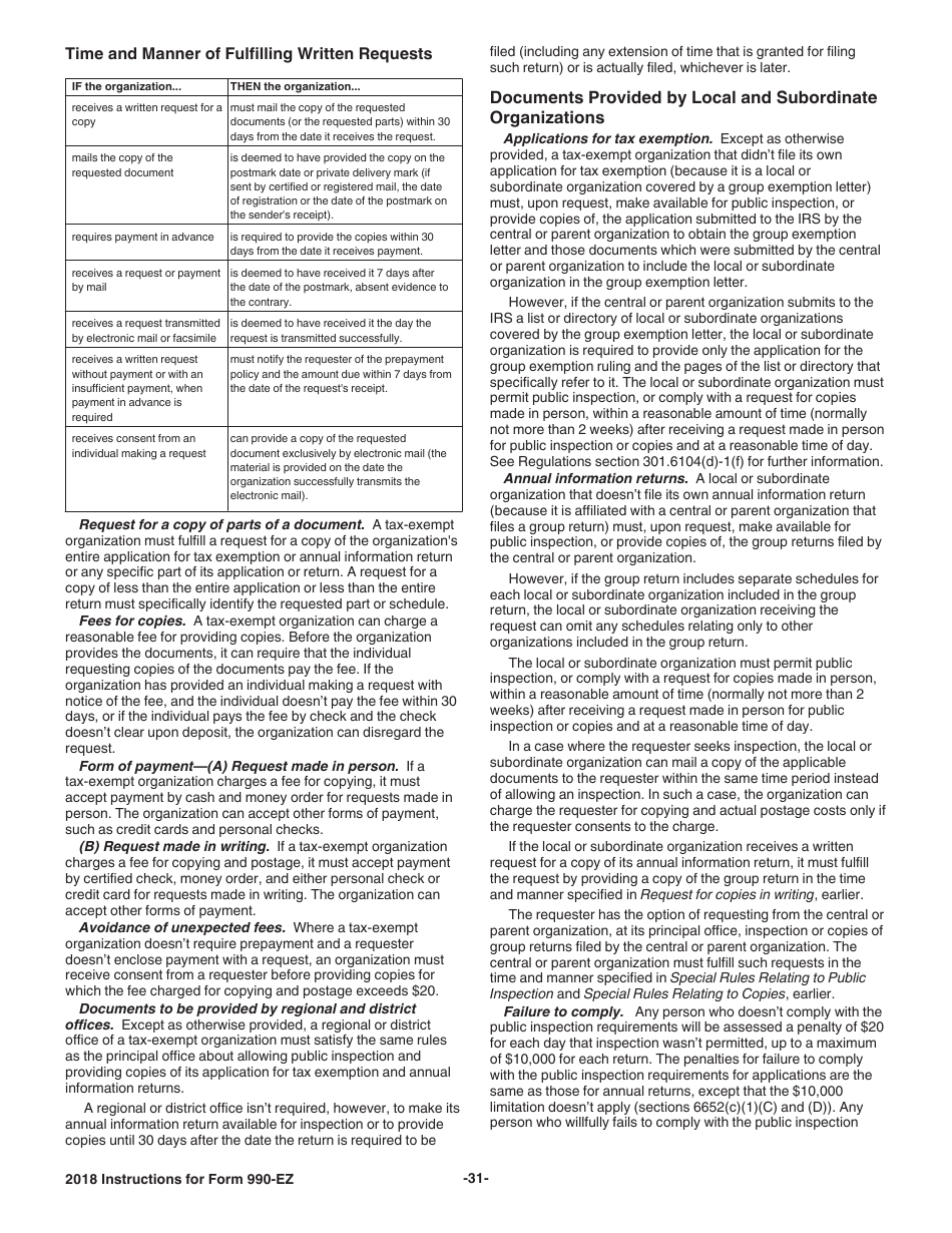 Instructions for IRS Form 990-EZ Short Form Return of Organization Exempt From Income Tax, Page 31