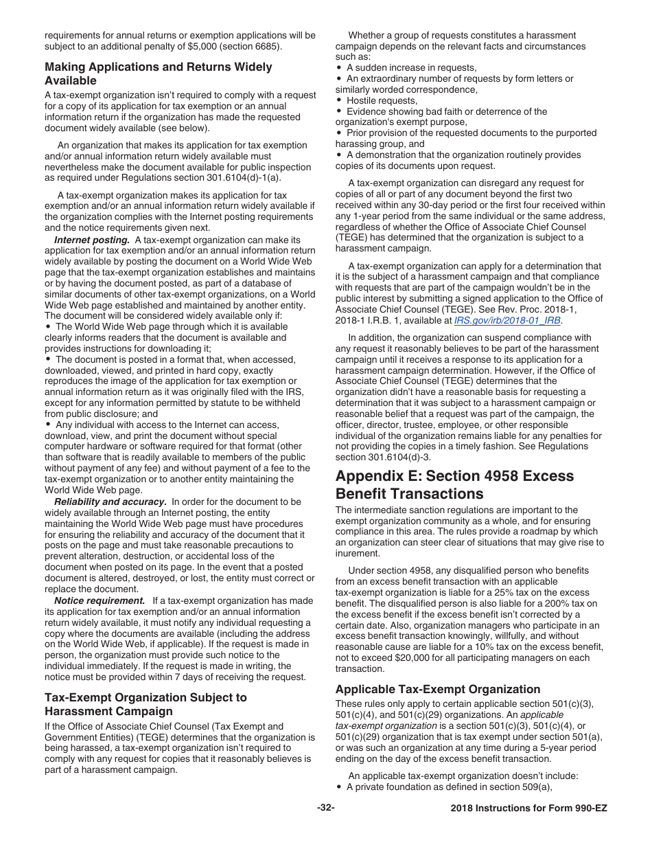 Instructions for IRS Form 990-EZ Short Form Return of Organization Exempt From Income Tax, Page 32