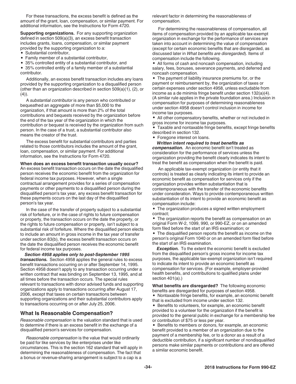 Instructions for IRS Form 990-EZ Short Form Return of Organization Exempt From Income Tax, Page 34
