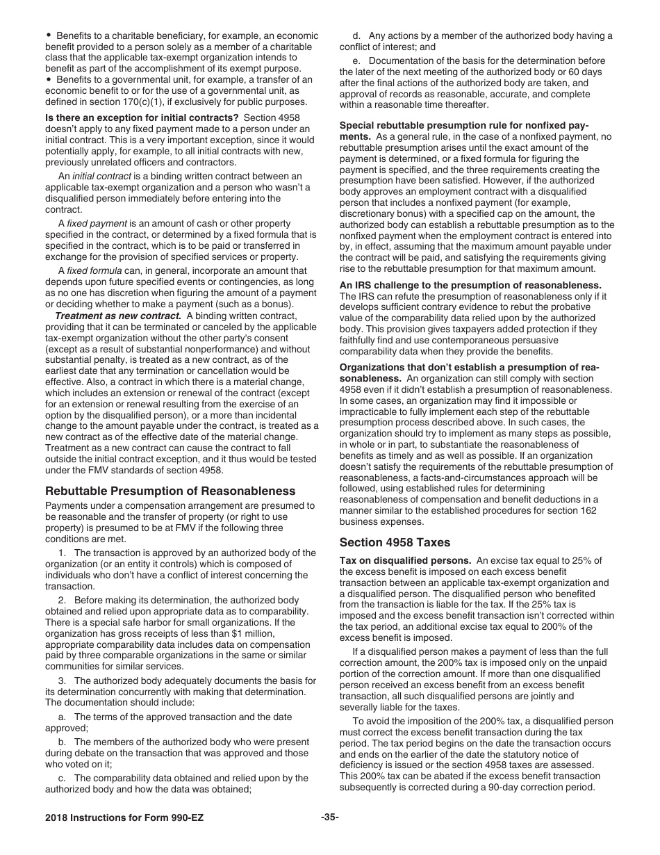 Instructions for IRS Form 990-EZ Short Form Return of Organization Exempt From Income Tax, Page 35