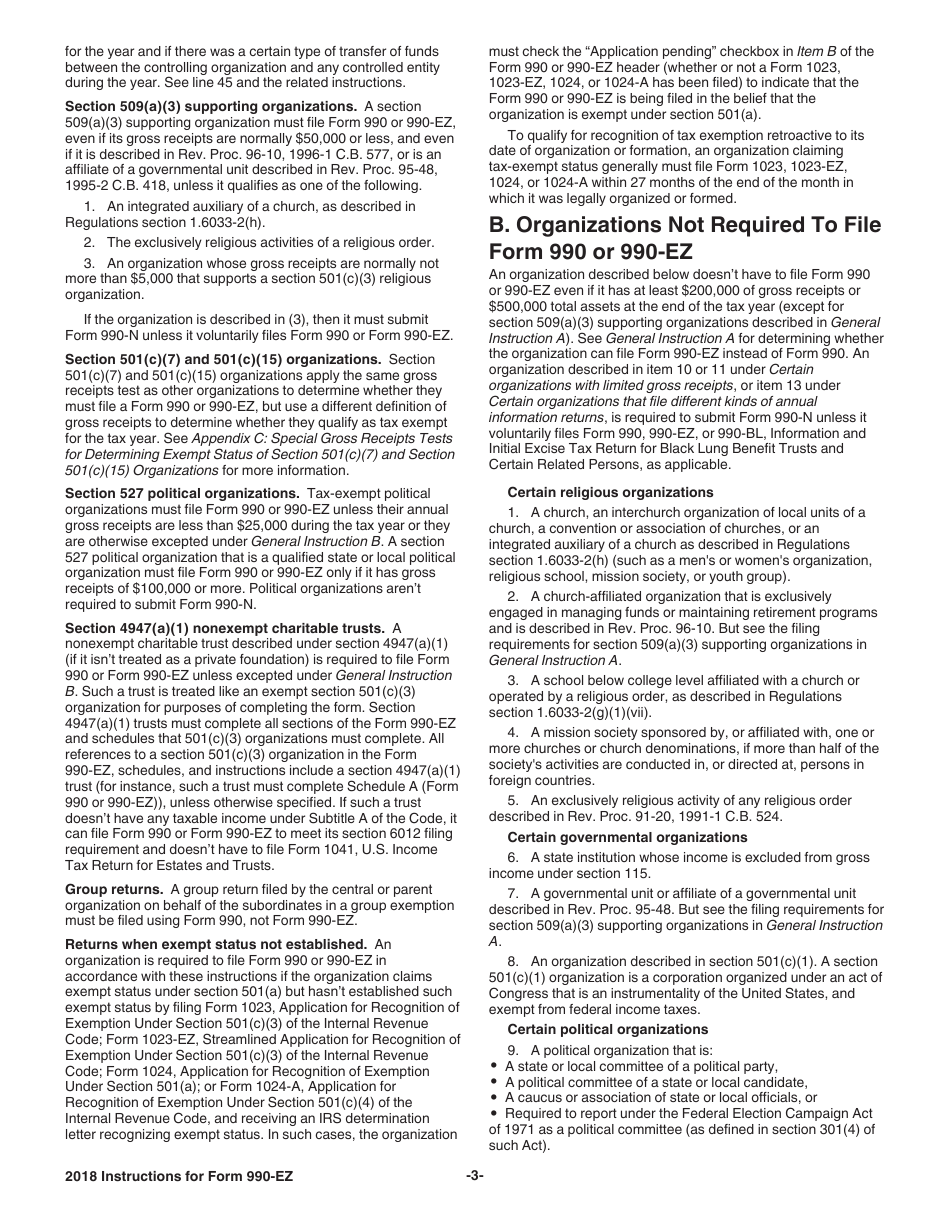 Instructions for IRS Form 990-EZ Short Form Return of Organization Exempt From Income Tax, Page 3