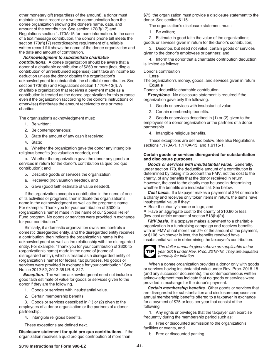 Instructions for IRS Form 990-EZ Short Form Return of Organization Exempt From Income Tax, Page 41