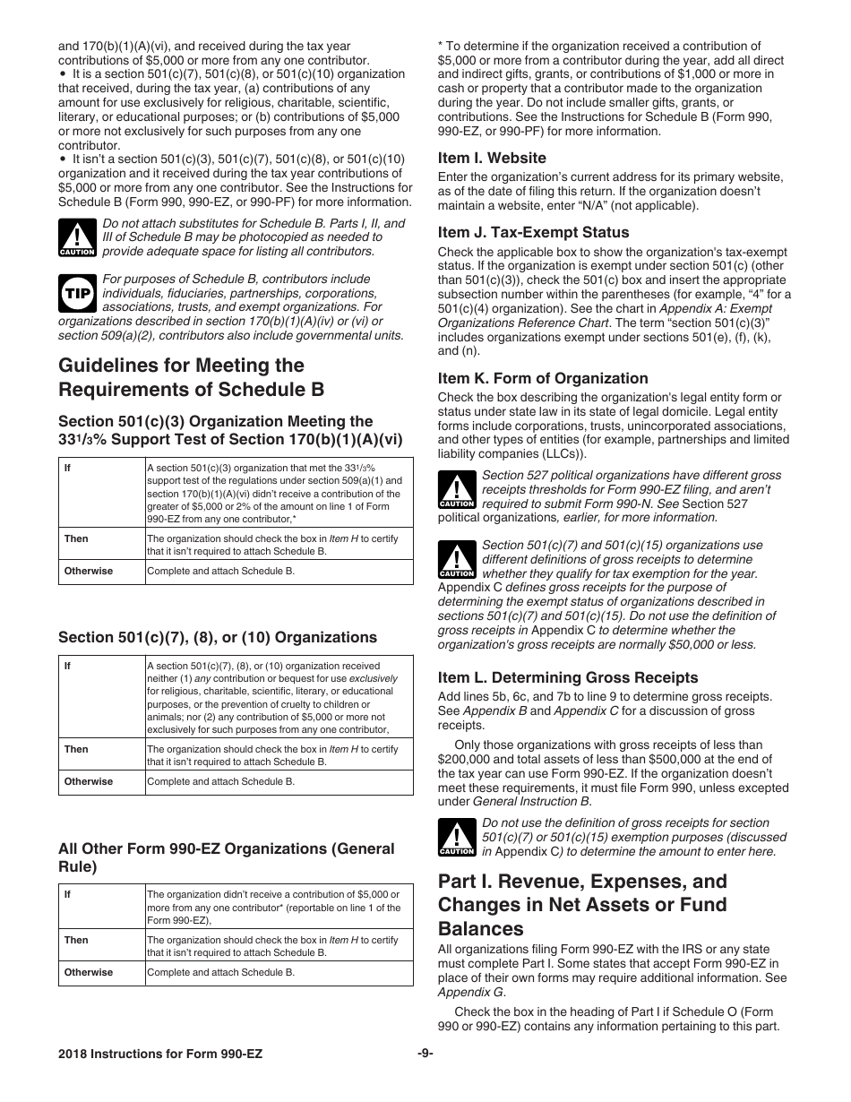 Instructions for IRS Form 990-EZ Short Form Return of Organization Exempt From Income Tax, Page 9