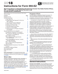 Document preview: Instructions for IRS Form 990-EZ Short Form Return of Organization Exempt From Income Tax