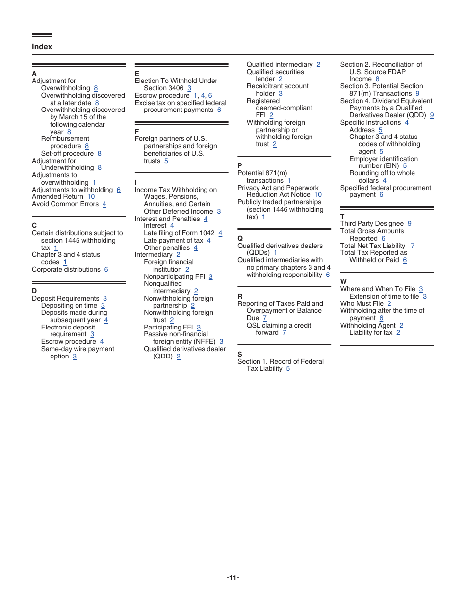 Instructions for IRS Form 1042 Annual Withholding Tax Return for U.S. Source Income of Foreign Persons, Page 11