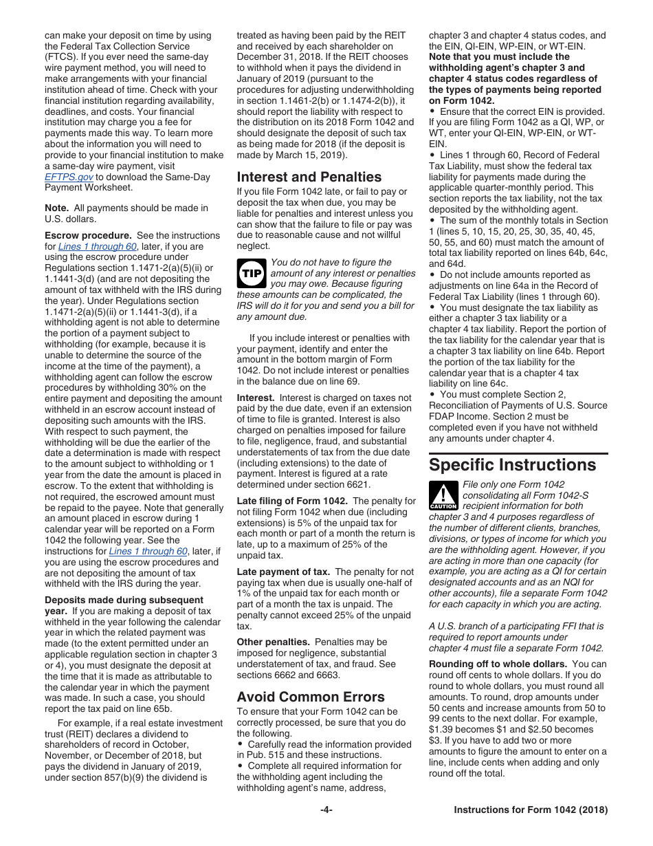 Instructions for IRS Form 1042 Annual Withholding Tax Return for U.S. Source Income of Foreign Persons, Page 4