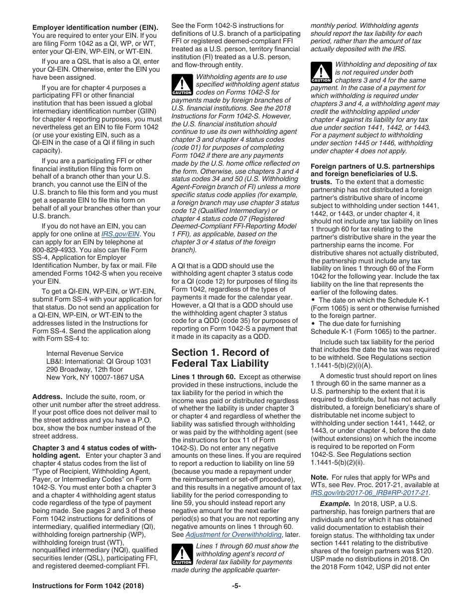 Instructions for IRS Form 1042 Annual Withholding Tax Return for U.S. Source Income of Foreign Persons, Page 5