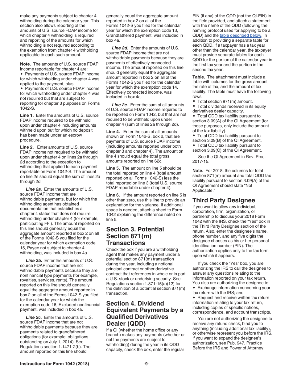 Instructions for IRS Form 1042 Annual Withholding Tax Return for U.S. Source Income of Foreign Persons, Page 9