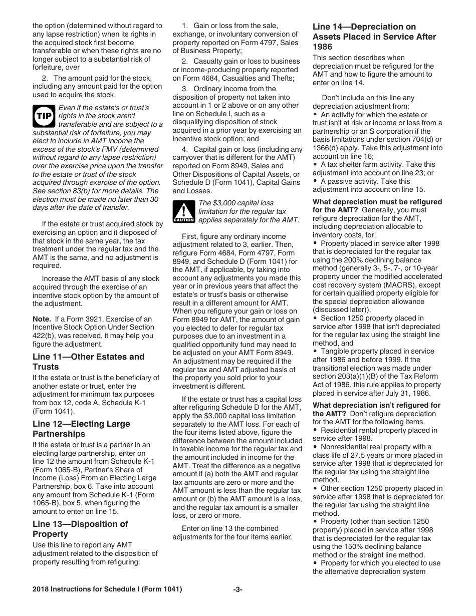 Instructions for IRS Form 1041 Schedule I Alternative Minimum Tax - Estates and Trusts, Page 3