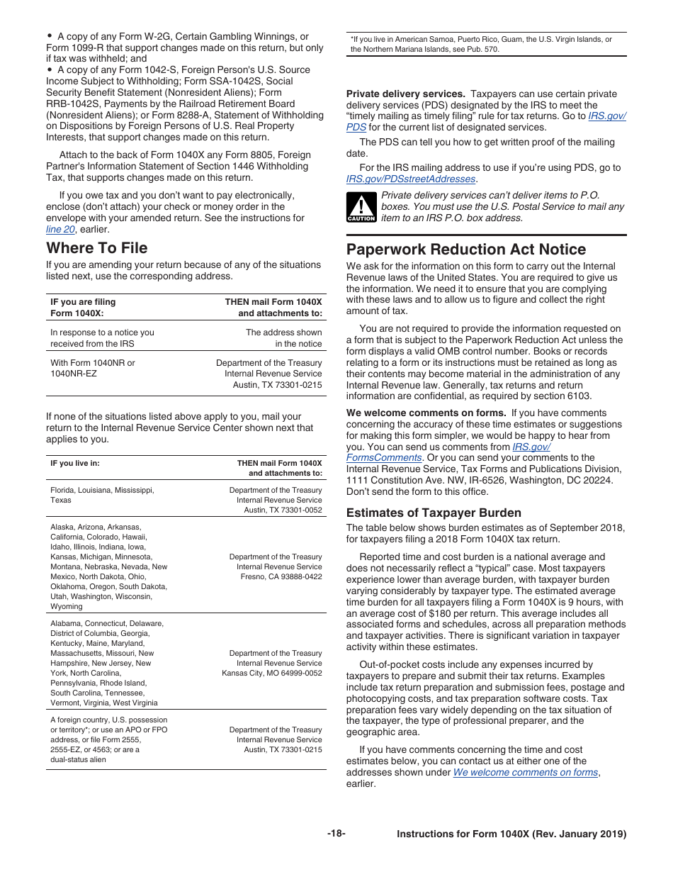 Instructions for IRS Form 1040X Amended U.S. Individual Income Tax Return, Page 18